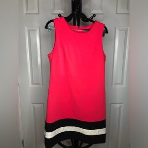 Tommy Hilfiger Pink Dress with Black and White striped hem , Size 10
